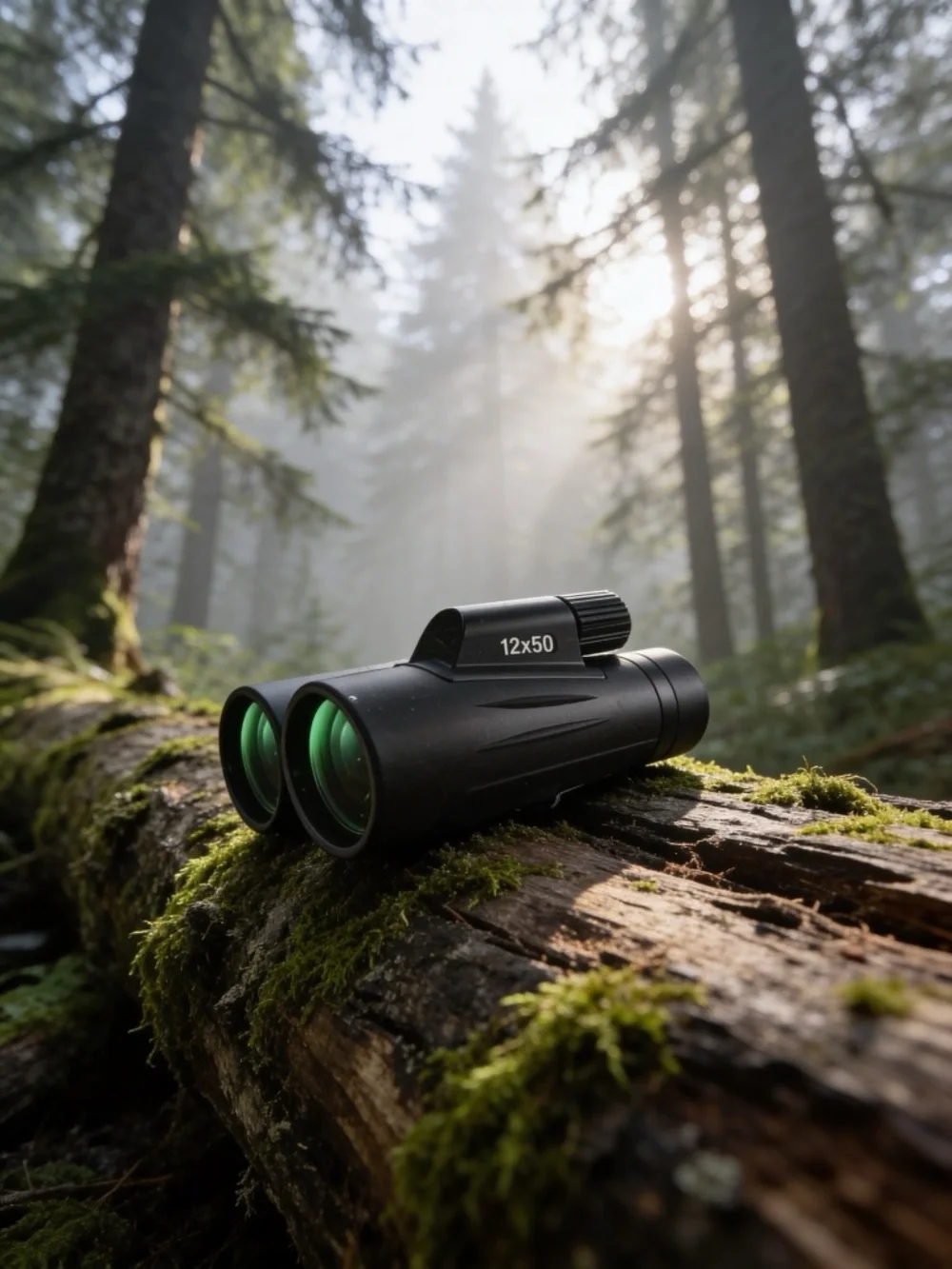 12x50 Black Monocular with Green-Coated Lenses - Compact Outdoor Optic